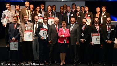 Team von White Pony bei der Prmierung des Businessplan-Wettbewerb Nordbayern